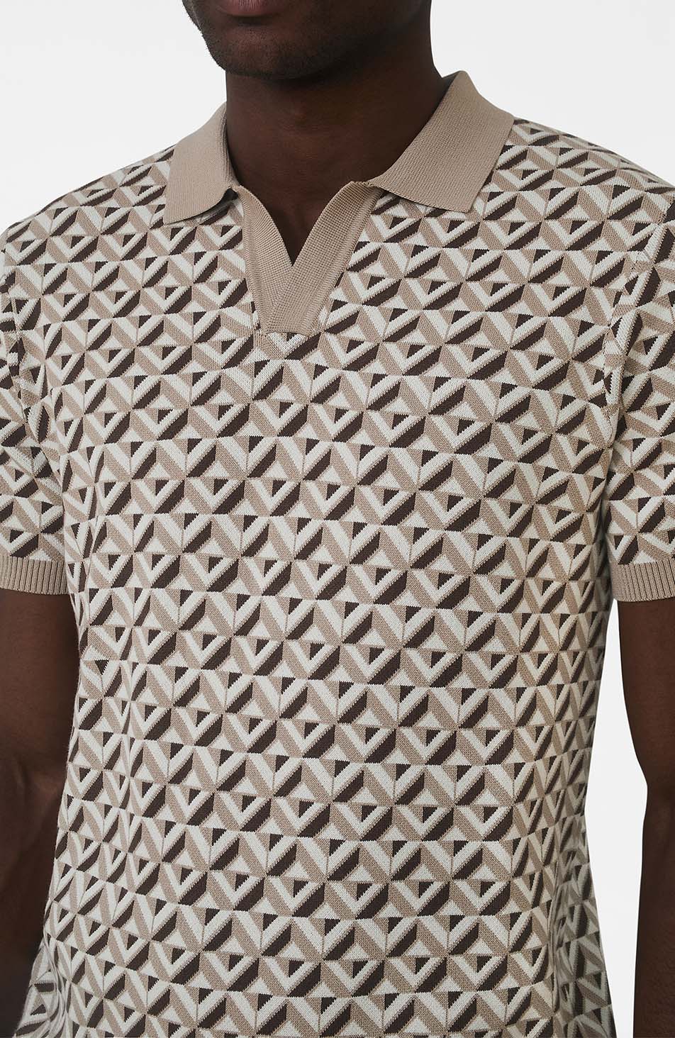 Matisse Knitted Geo Polo in Beige