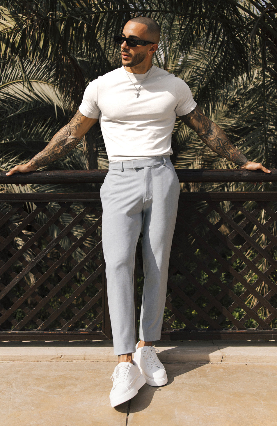 Aster Tailored Stretch Slim Leg Trousers in Grey