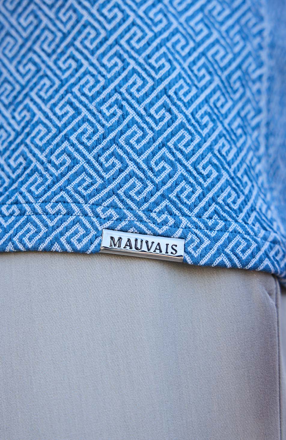Calvi Swirl Geo Jacquard Slim Polo in Blue