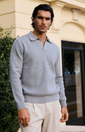 Dolce Relaxed Fit Long Sleeve Revere Jumper in Grey