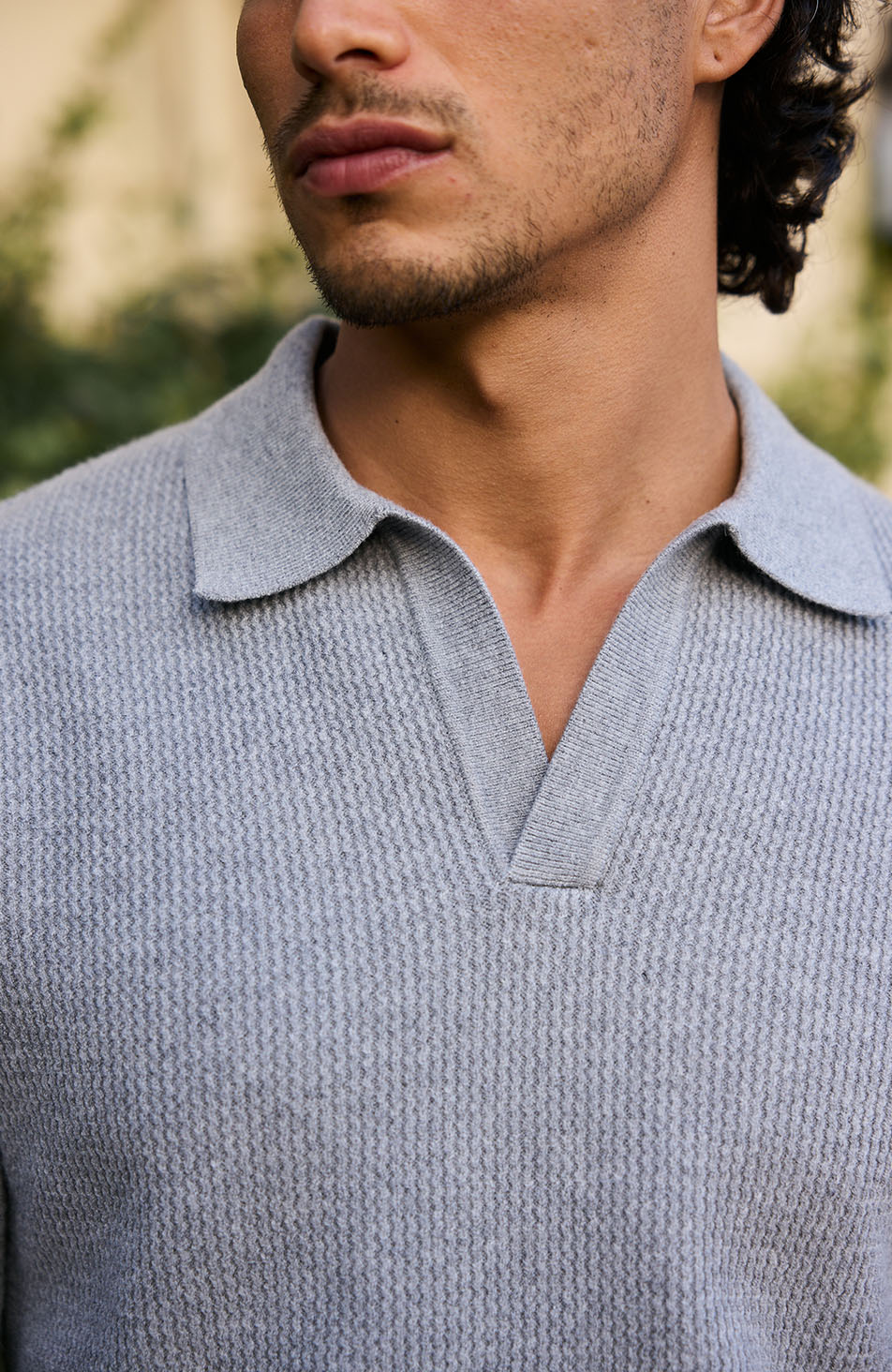 Dolce Relaxed Fit Long Sleeve Revere Jumper in Grey