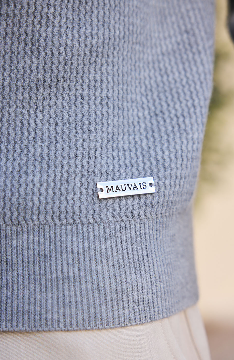 Dolce Relaxed Fit Long Sleeve Revere Jumper in Grey