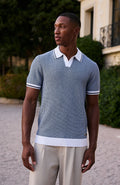 Giordini Tipped Birdseye Knit Polo in Blue