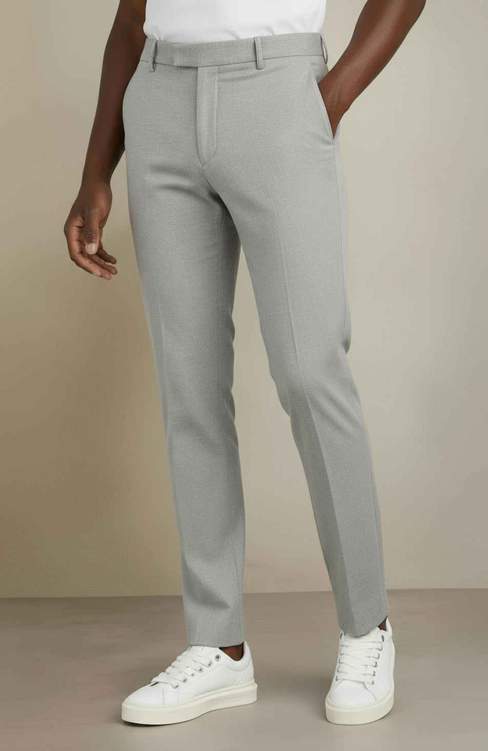 Aster Tailored Stretch Slim Leg Trousers in Grey